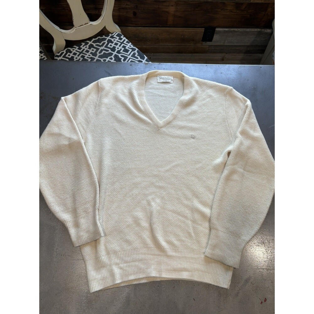 Vintage 90s Christian Dior V Neck Sweater With A Cool Embroidery